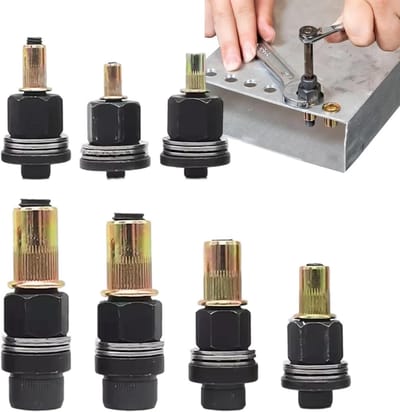 Klinknagel Gereedschap Set - Rivets Kit - Bevestigen Metalen - 7-Delig Koolstofstaal - M3 tot M6 - Zilver