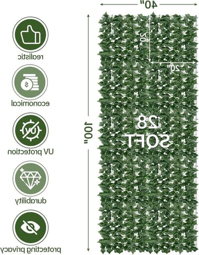 Kunstmatige klimop - Privacyscherm heg - Balkon decoratie - UV-bescherming weerbestendig - 3 meter lengte - Groen