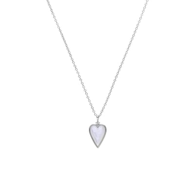 Lucardi Dames Zilveren ketting hart parelmoer - Ketting - 925 Zilver - Zilverkleurig - 45 cm