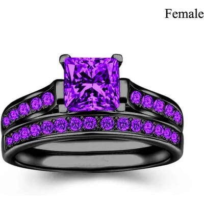 Modieuze koppelringen Romantische rode strass steentjes CZ Dames ringenset Trendy heren roestvrij staal Zirkonia ring Trouwring Sieraden 8