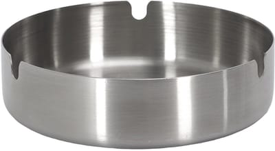 Home deco factory asbak - metaal - zilver - D12 cm - rond