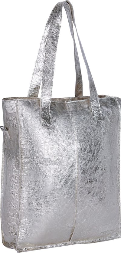 Justified Bags Nynke Lederen Shopper Zilver 13L – Hoogwaardige Business Tas – Werktas – Laptoptas 14 inch – Elegante Schoudertas – Cow Leather