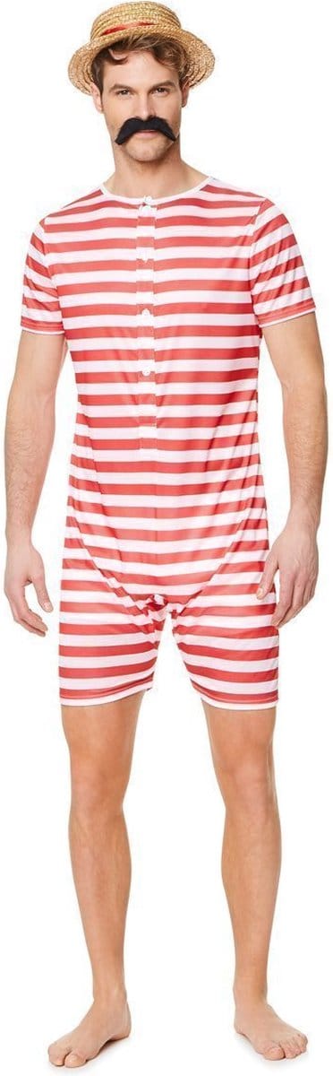 Karnival Costumes Verkleedpak Retro Antiek Badpak Heren Carnavalskleding Heren Carnaval Foute Party - 3-delig Hoed/Jumpsuit/Snor - Maat S