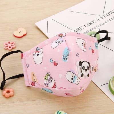 Mondkapje kind - Mondkapje voor kinderen met leuke dierenprint | Mondmasker OV met Filter| Niet-medisch | Print-Roze