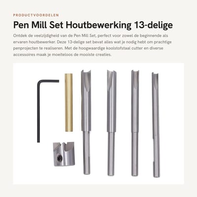 Dailygoods - Pen Mill Set - Houtbewerking - 13-delige set met snijkop - Ideaal voor hobbyisten - Inclusief opbergdoos - Geschikt voor boorkop en draai...