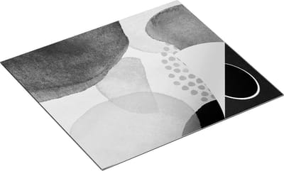 Chefcare Inductie Beschermer Abstracte Kunst van Cirkels - Zwart Wit - 60x50 cm - Afdekplaat Inductie - Kookplaat Beschermer - Inductie Mat