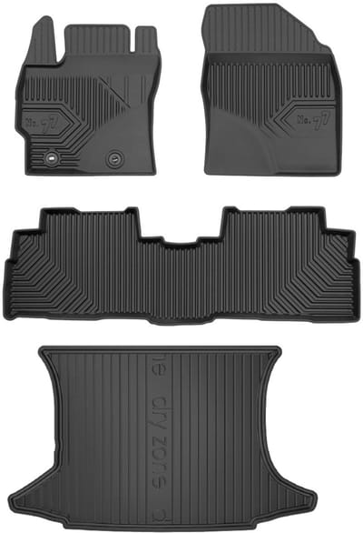 Frogum 77 & DryZone - Automattenset en Kofferbakmat - Geschikt voor Toyota Verso (2009-2018) - Laser-fit Pasvorm - TPE Rubber - Geurloos