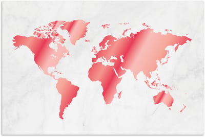 Poster 30x20 cm - Wereldkaart - Roze - Marmer - Posters - Kamer decoratie - Wanddecoratie woonkamer - Muurdecoratie slaapkamer