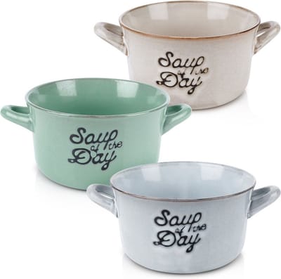 Soepkom Keramiek 600 ml 3 stuks - Kom - Schaaltje - Diep Bord - Soepbord - Diepe Borden