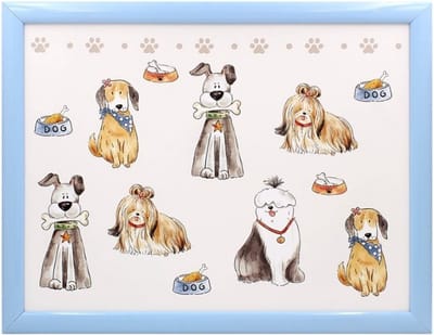 Cosy Creations- Schootkussen – Laptray – Dienblad met kussen - Laptoptafel - Schoottafel - met Hondenprint-43 x 33 x 6.5 cm-1 stuks met pepermuntdoosje