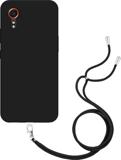 Cazy hoesje met koord geschikt voor Samsung Galaxy Xcover7 Hoesje met Koord - Flexibele Case - Zwart