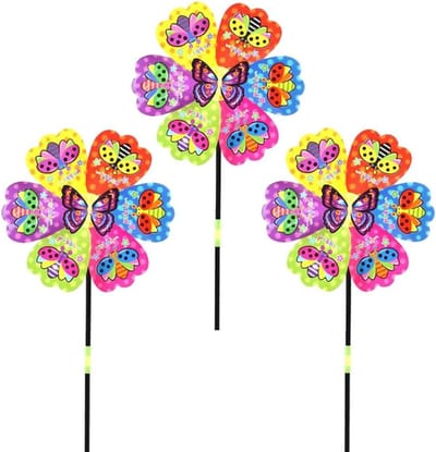 Kinderwindmolens Set - Tuindecoratie Windspinners - Buitenversiering Tuin - Waterdicht Materiaal - 3 Stuks 23cm - Kleurrijk
