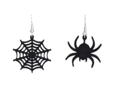 Halloween Oorbellen - Gothic - Oorhangers - Tarantula met web - 1 paar