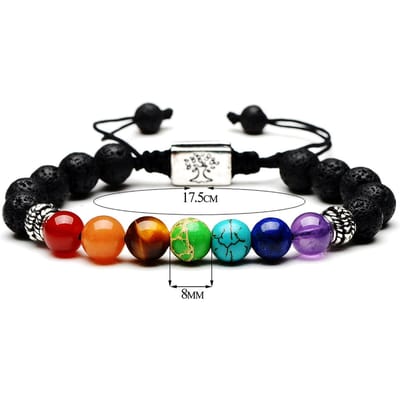 Bracelet en Pierre de Lave Couleurs Riches et Vives Taille Réglable Texture Exquise Bracelet Perlé pour Hommes Femmes Enfants black