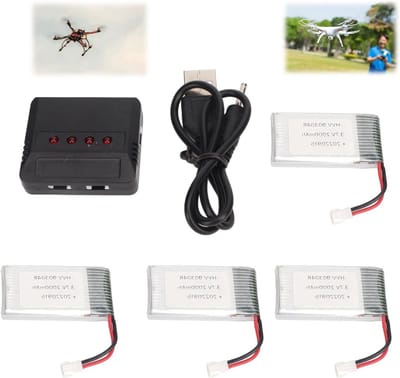 Set van 4 Oplaadbare Drone Batterijen 3.7V 500mAh met Lader voor UAV en RC-toepassingen