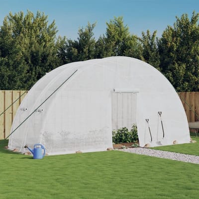 Broeikas met frame - Plantenkas Kweekkas - Planten beschermen - UV-bestendige PE-afdekking - 6 x 2 x 285 m - Wit
