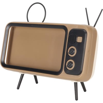 TV Stijl Telefoonhouder Retro Krasbestendig Decoratief Bureau Mobiele Telefoon Standaard voor Thuis Slaapzaal black