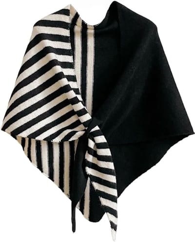 Sjaal - Nekwarmer - Sjaal dames - Dames Kasjmier Sjaals - Gebreide Sjaals Vesten - Wollen Kasjmier Tops Truien - Omslagdoeken Sjaals Dagelijks Gebruik - Kerstcadeau - Kerstversiering - Kerst - Zwart/Gebroken wit