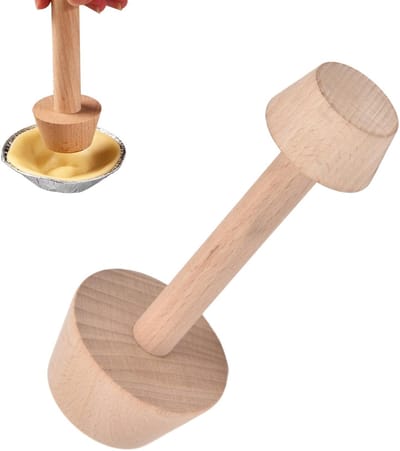 Dailygoods- Deegstamper 14 cm - Houten Stamper - Taartstamper - Dubbele Stampschijven - Voor Taarten/Muffins - Eenvoudig in Gebruik - Taartpers