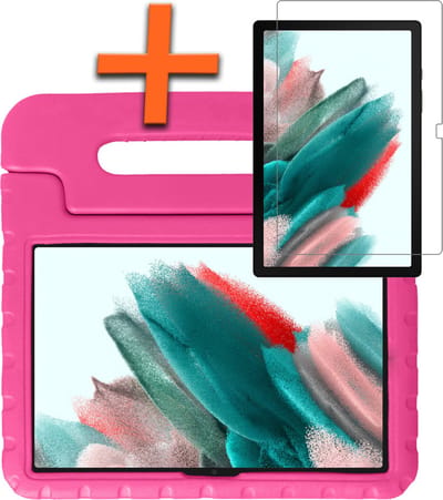 Hoesje - Geschikt voor Samsung Galaxy Tab A8 - Met Screenprotector - Kinderhoes Shockproof Bumper - Kidsproof Case - Tablet Hoes - Kinder Hoes Cover - Roze