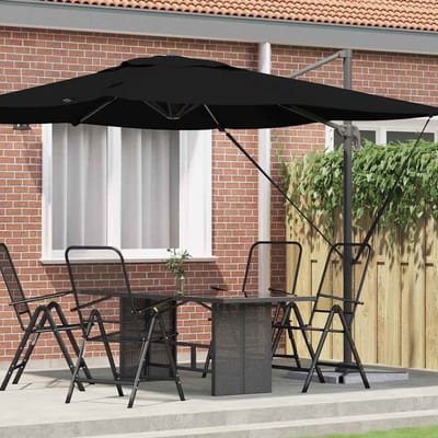 vidaXL - Roma - Parasol - Zwart - 286 - x - 284 - x - 265 - cm - Aluminium - en - Polyester