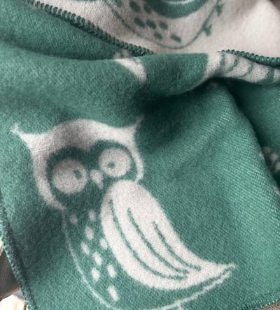 Wollen ledikantdeken - 100% wol - Uiltjes - groen - Pure Baby Love - 90x130 cm