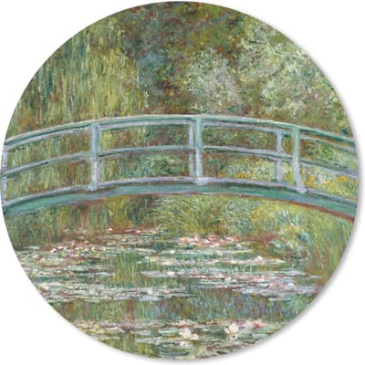 Muismat rond 20x20 cm - Mousepad De Japanse brug en waterlelies - Claude Monet - Ronde muismatten
