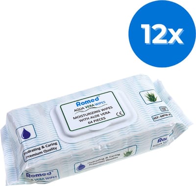 Romed wassen zonder water doekjes (Aloe Vera) - Set van 12 doosjes Romed