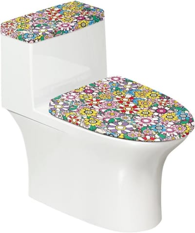 Decoratieve Bloemen Toilet Bril en Reservoir Bekleding Set - 2 Stuks