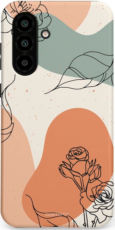 Casetastic hoesje geschikt voor Samsung Galaxy A36 / Samsung Galaxy A56 - Dubbellaagse bescherming - Lijnenspel roos - Fashion Case - Saliegroen Perzik Zand
