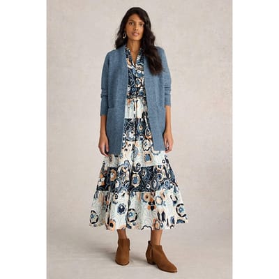 White Stuff Erin Longline Cardi Mid Blue Maat: XL | Cardigans Outlet | Dames | Blauw