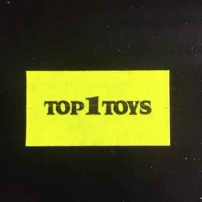 Etiket 37x19mm fluor geel - afneembaar - met bedrukking TOP 1 TOYS - 25 rollen per doos - 1000 etiketten op een rol - Etiket voor prijstang - Prijstangetiket