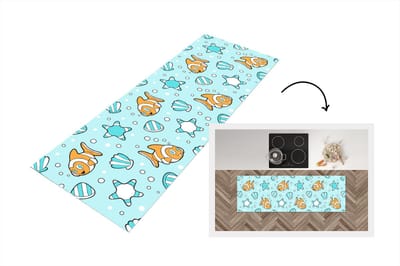 Keukenloper - Loper keuken - Patroon - Clownvis - Zee - Dieren - 150x50 cm - Keukenloper vinyl