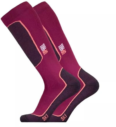 UphillSport - 2-Pack - Race Skisokken - Meerlaagse Merino Piste - Heren / Dames - wijn rood - 35-38 - 8390