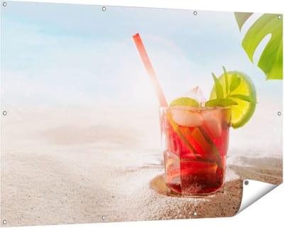 Gards Tuinposter Cocktail Mix Drankje op het Strand - 150x100 cm - Tuindoek - Tuindecoratie - Wanddecoratie buiten - Tuinschilderij