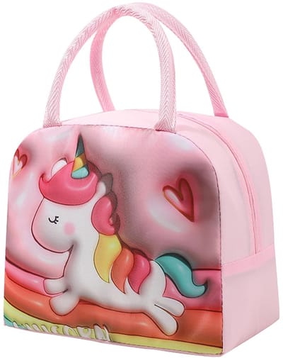 Dailygoods - Geïsoleerde lunchtas voor kinderen, draagbare lunchtas, roze herbruikbare lunchtassen, lunchtas schattig ponypatroon, lunchtas voor vrouwen, kinderen en studenten, reizen, picknick, school