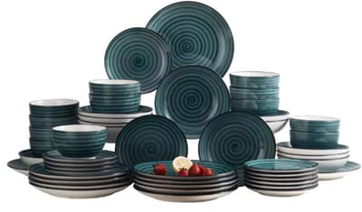 Empress Ontbijtborden – Serviesset – 48 delig- 12 persoons – Blauw Keramisch – Kleine Borden – Uniek servies