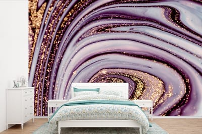 Behang - Fotobehang Marmer - Roze - Goud - Glitter - Marmerlook - Luxe - Breedte 360 cm x hoogte 240 cm