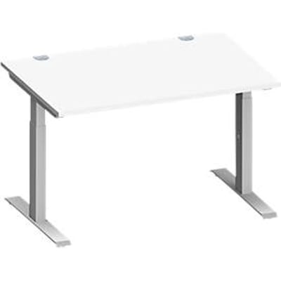 Schäfer Shop Genius bureau MODENA FLEX, rechthoekig, T-poot rechthoekige buis, B 1200 x D 800 x H 650-850 mm, wit/wit aluminium