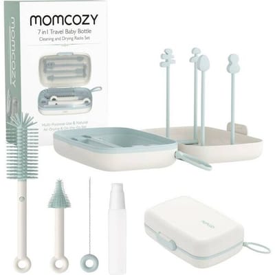 momcozy 7in1 Portable Bottle Cleaning Brush Set Wit, Groen
