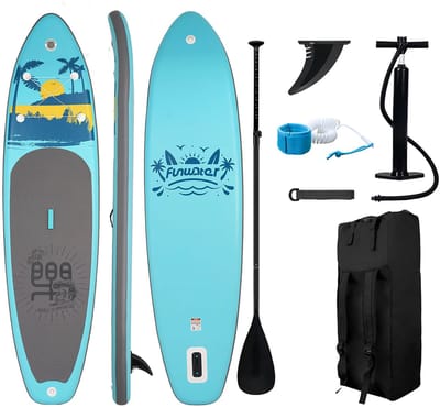 FUNWATER SUPFW27A – Opblaasbare SUP plank tropisch zonsondergang design 335x83x15 cm – stabiel – perfect voor beginners