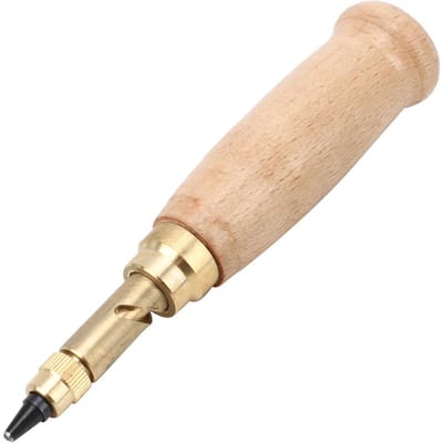 6 Pièces Poinçon Automatique pour Cuir Manche en Bois Remplaçable Outil de Poinçonnage Rotatif pour Artisanat beige