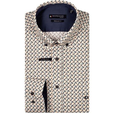 Giordano Overhemd Ivy Button Down Abstract Graphic Pattern Oranje-Multi / male