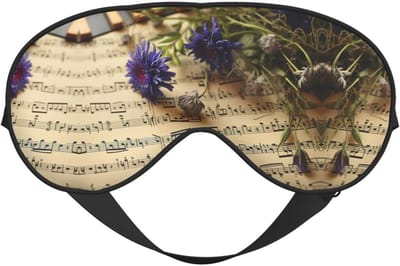 Oogmasker Dubbelzijdig - Slaapmasker Nachtmasker - Verbeteren Slaapkwaliteit - Zacht Imitatie Zijde - 21 x 10 cm - Muziekblad Patroon