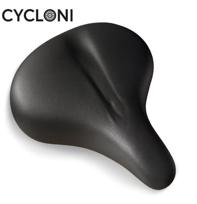 Cycloni Comfortabel Gelzadel – Fietszadel met Veer & Reflector – 26x25 cm – Zwart – Universeel Zadel voor Stadsfiets, Mountainbike & Racefiets