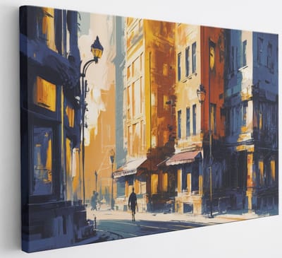 Saammp Canvas Schilderij - man in stad - Abstract - 30x20 - Foto op canvas - Wanddecoratie - Muurdecoratie Woonkamer - Slaapkamer decoratie - Canvas Print