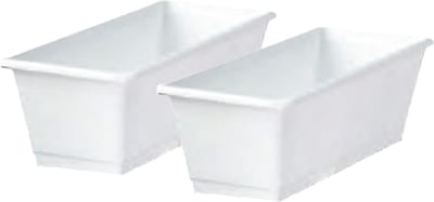 Geli Plantenbak kunststof - Set van 2x stuks - wit - rechthoekig - 40 x 18 x 15 cm - balkonbak/bloembak