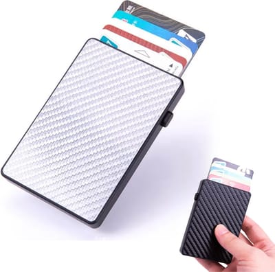 Uitschuifbare Pasjeshouder - Kaarthouder - 8 pasjes Portemonnee - Creditcardhouder Card Protector - Met RFID Technologie - Wit - LOUZIR