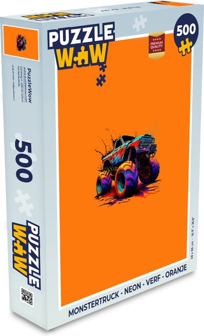 Puzzel Monstertruck - Neon - Verf - Oranje - Legpuzzel - Puzzel 500 stukjes