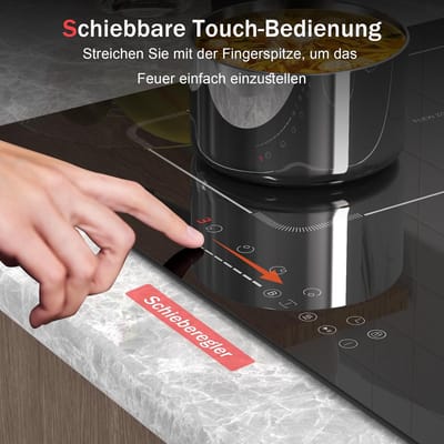 Inductiekookplaat - Zwart - 60 cm - Met Flexzones en Schuifregelaar - Voor Koken met Magnetisch Kookgerei